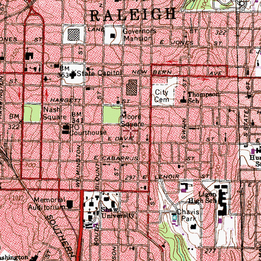 Topographic Map of City Market Shopping Center, NC