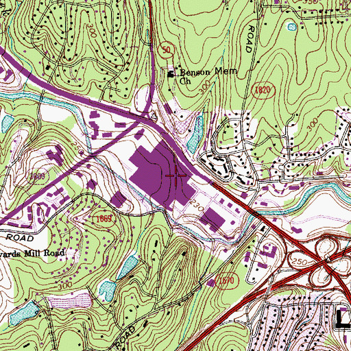 Topographic Map of Crabtree Valley Mall Shopping Center, NC