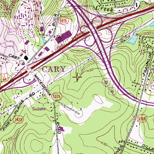 Topographic Map of Crossroads Plaza Shopping Center, NC