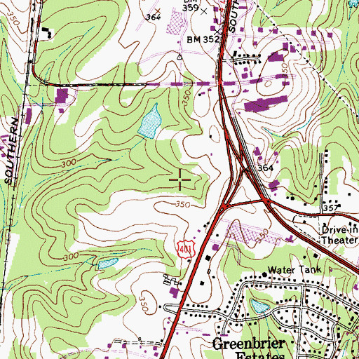 Topographic Map of North Station Shopping Center, NC