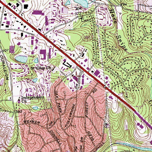 Topographic Map of Oak Park Shopping Center, NC