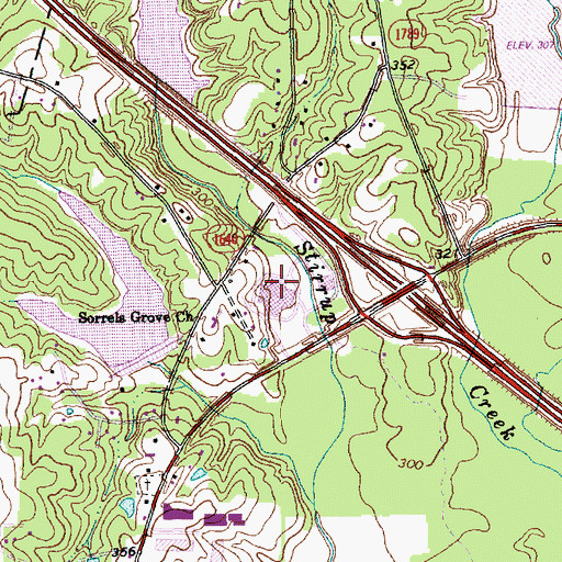 Topographic Map of Prime Outlets at Morrisville Shopping Center, NC