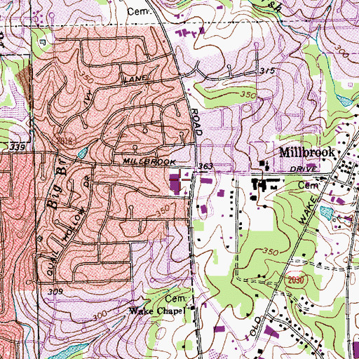 Topographic Map of Quail Corners Shopping Center, NC