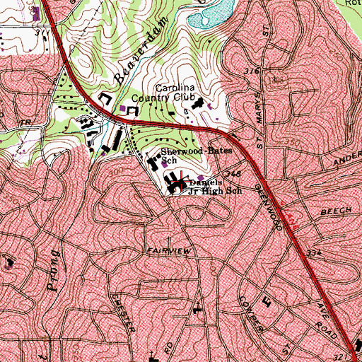 Topographic Map of Ridgewood Shopping Center, NC