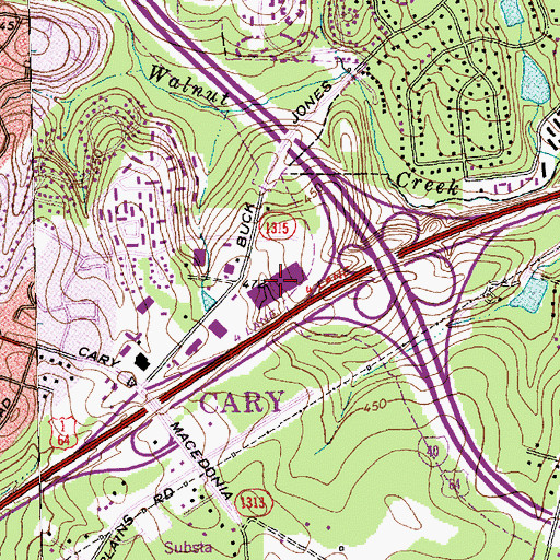 Topographic Map of South Hills Mall Shopping Center, NC
