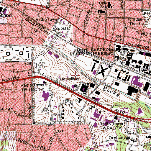 Topographic Map of West Parking Lot, NC