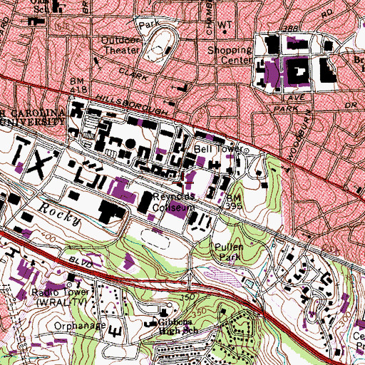 Topographic Map of Yarbrough Drive Steam Plant, NC