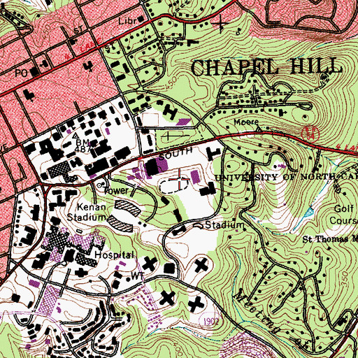 Topographic Map of Belk Field, NC