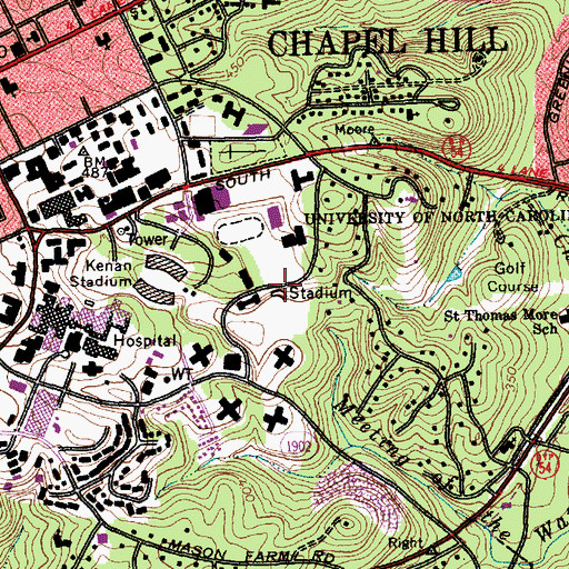 Topographic Map of Boshamer Stadium, NC