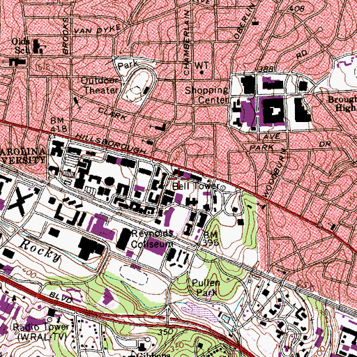 Topographic Map of Court of North Carolina, NC