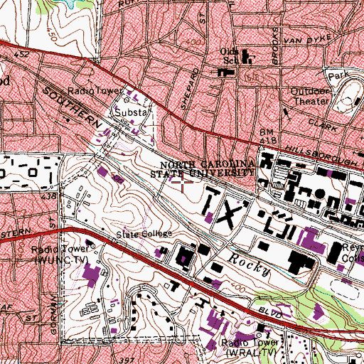 Topographic Map of Doak Field, NC