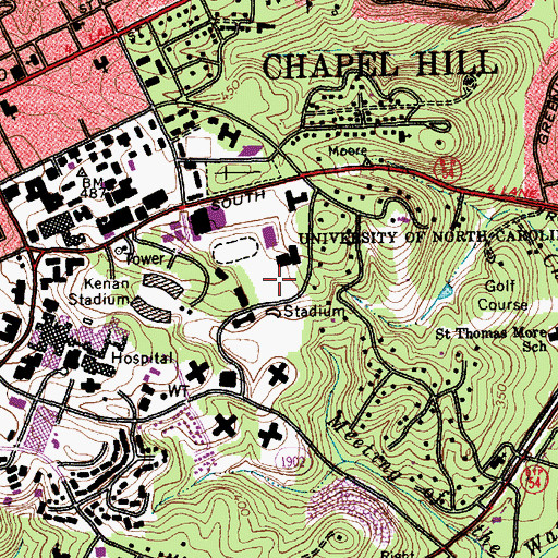 Topographic Map of Francis E Henry Stadium, NC