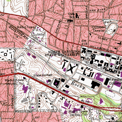 Topographic Map of Lee Field, NC