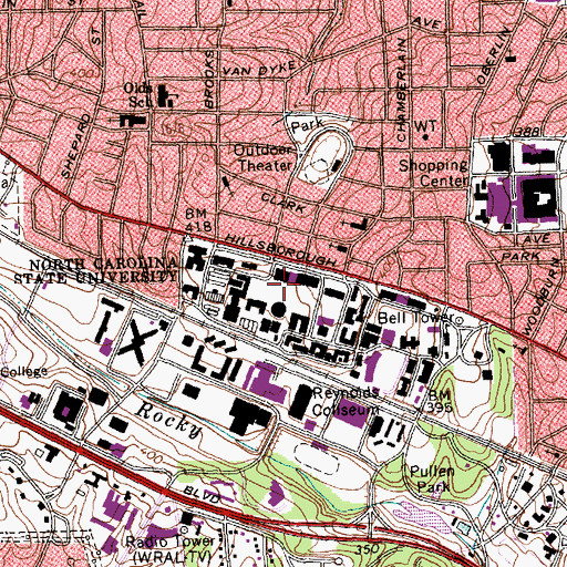 Topographic Map of University Plaza, NC