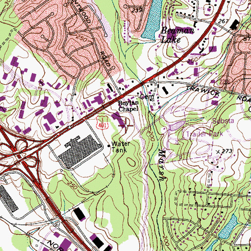 Topographic Map of Brentwood Post Office, NC