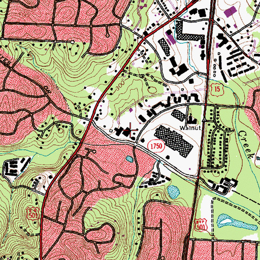 Topographic Map of Chapel Hill Post Office, NC