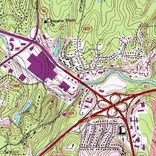 Topographic Map of Crabtree Valley Post Office, NC