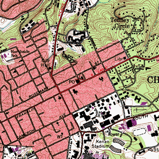 Topographic Map of Franklin Street Post Office, NC