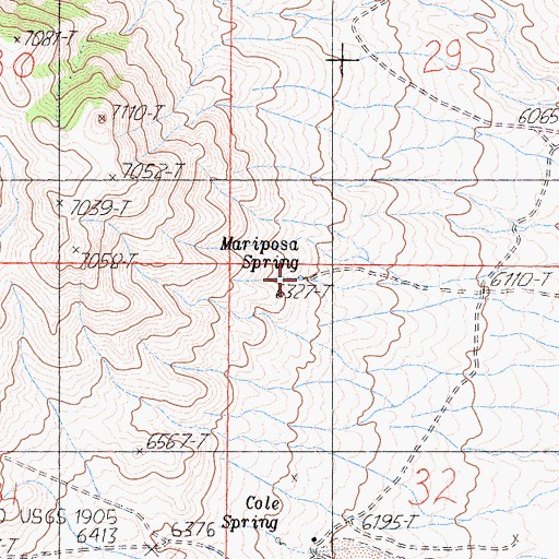Topographic Map of Mariposa Spring, CA