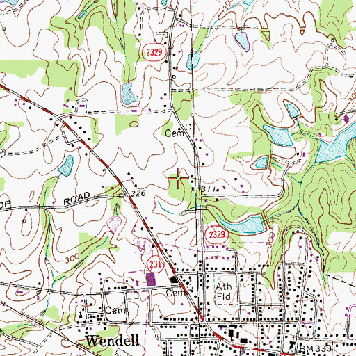 Topographic Map of Wendell Post Office, NC