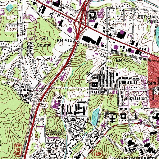 Topographic Map of West Durham Post Office, NC
