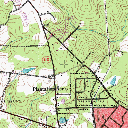 Topographic Map of C and L McDougle Middle School, NC