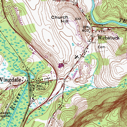 Topographic Map of Wingdale Elementary School, NY