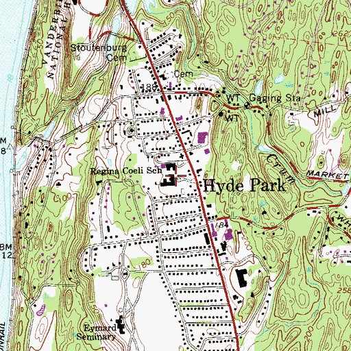 Topographic Map of Hyde Park Elementary School, NY