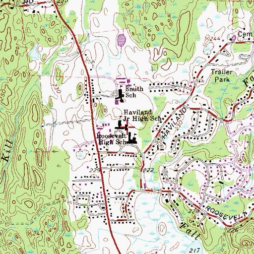 Topographic Map of Haviland Middle School, NY