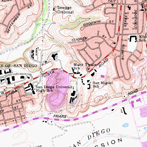 Topographic Map of Twain Junior-Senior High School, CA