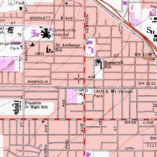 Topographic Map of Mount Rose Baptist Church, CA