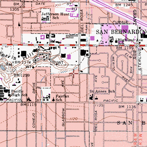 Topographic Map of Mount Zion Baptist Church, CA