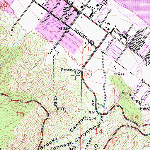 Topographic Map of Mountainside Ministries, CA