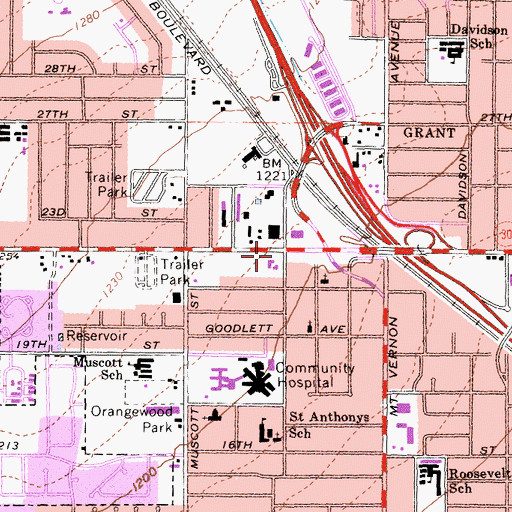 Topographic Map of New Hope Missionary Baptist Family Life Center, CA