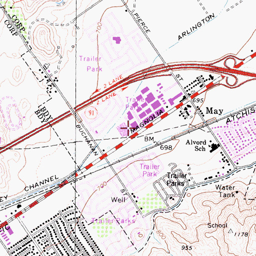 Topographic Map of Pentecostal Full Gospel Fellowship Church, CA