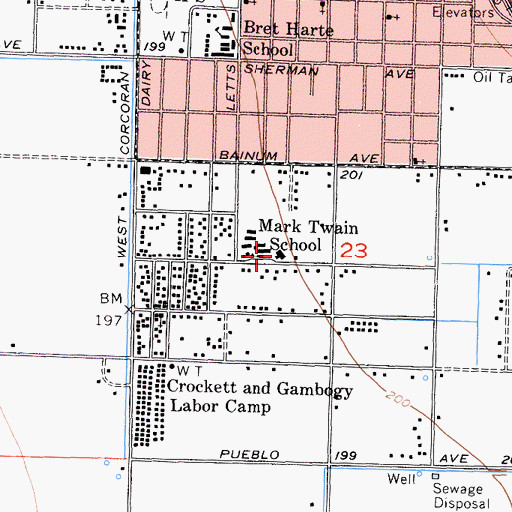 Topographic Map of Mark Twain Elementary School, CA