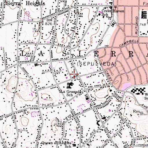 Topographic Map of Riverside Korean Baptist Church, CA