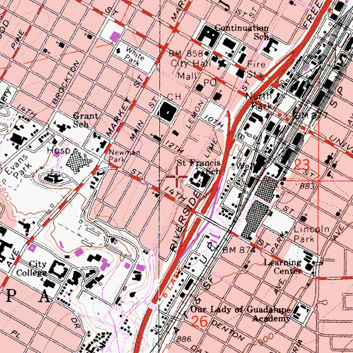 Topographic Map of Saint Francis de Sales Catholic Church, CA