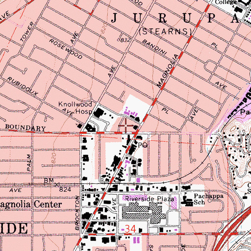 Topographic Map of Saint Paul Evangelical Lutheran Church, CA
