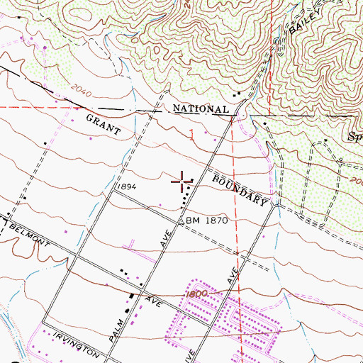 Topographic Map of San Bernardino Christian Center, CA