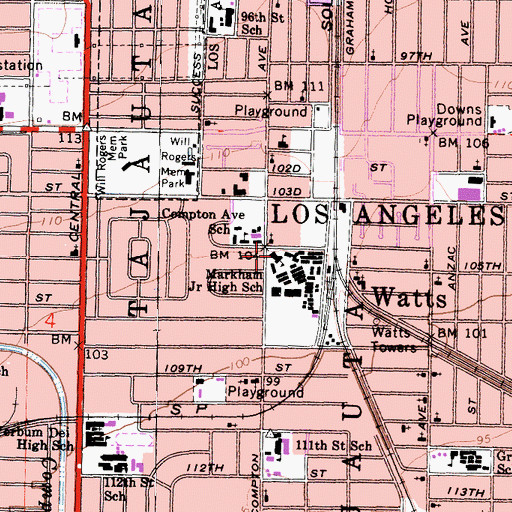 Topographic Map of Edwin Markham Middle School, CA