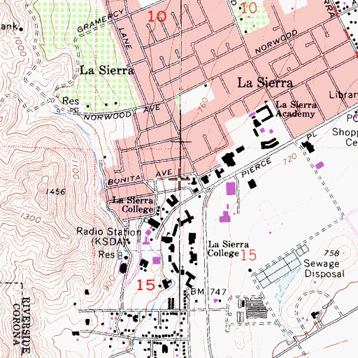 Topographic Map of Sierra Vista Chapel, CA