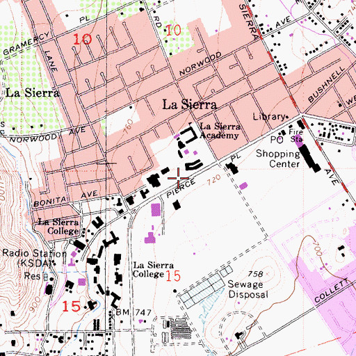 Topographic Map of Southeastern California Conference of Seventh Day Adventists, CA