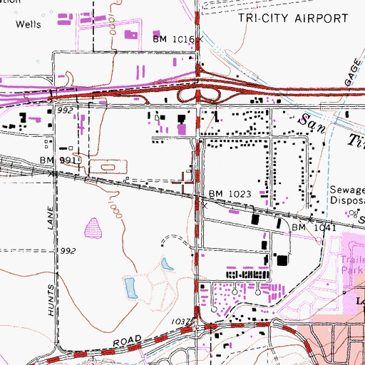 Topographic Map of The Rock Church and World, CA