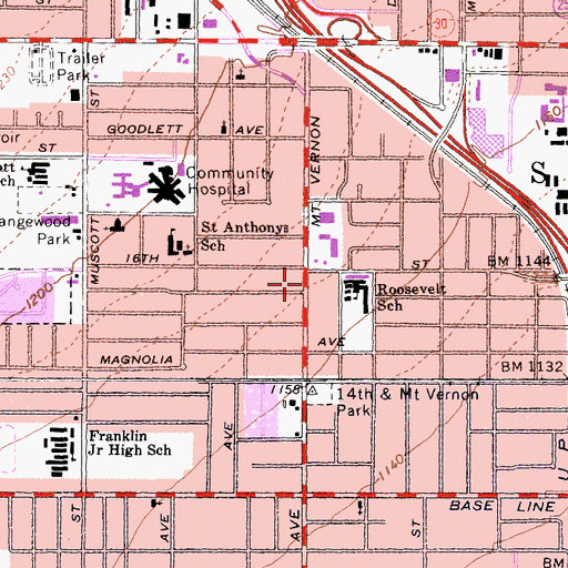 Topographic Map of Trinity Church of God in Christ, CA