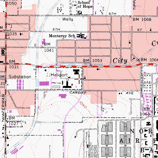 Topographic Map of Trinity Full Gospel Pentecostal Church of God, CA