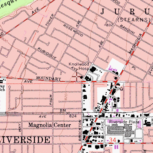 Topographic Map of Trinity Lutheran Church, CA