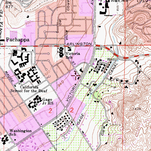 Topographic Map of Victoria Presbyterian Church, CA
