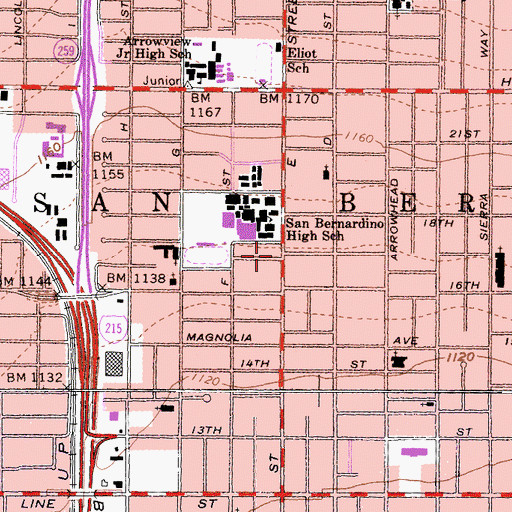 Topographic Map of Vineyard Christian Fellowship, CA