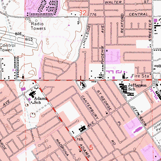 Topographic Map of Wesley United Methodist Church, CA